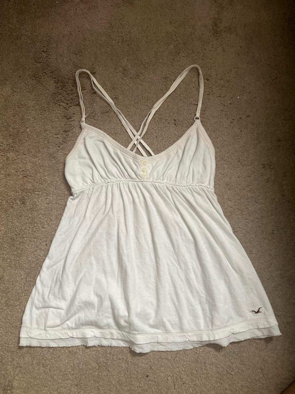 Vintage Y2K Hollister White Criss-Cross Babydoll Cami